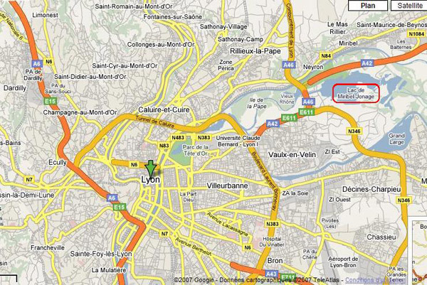 Plan depuis l'agglomération lyonnaise